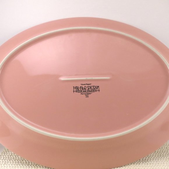 Fitz and Floyd Coral Peach Oval Serving Platter Total Color Spectrum Japan - Picture 3 of 4
